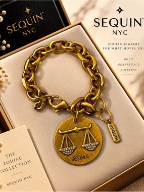Libra Zodiac Gold Charm Bracelet